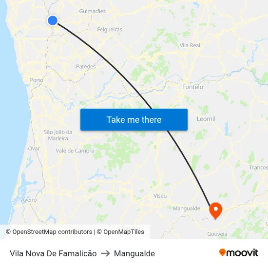 Vila Nova De Famalicão to Mangualde map