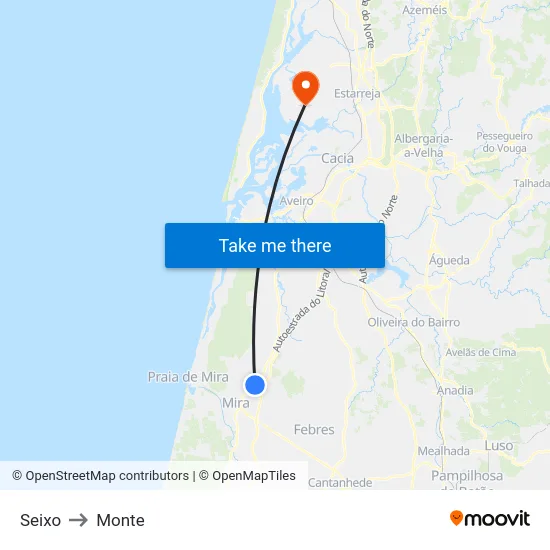 Seixo to Monte map