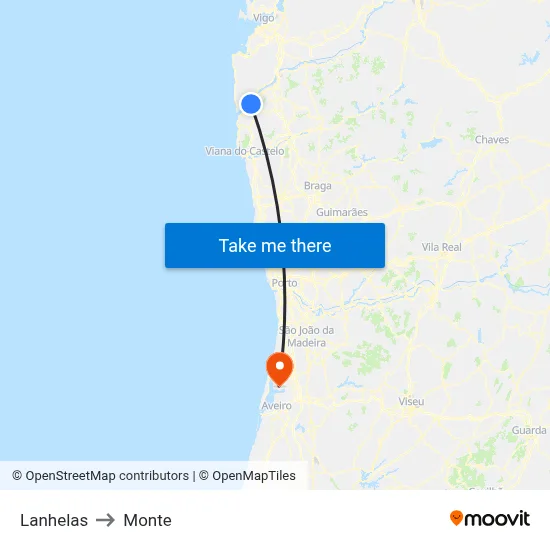 Lanhelas to Monte map