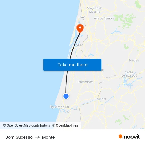 Bom Sucesso to Monte map