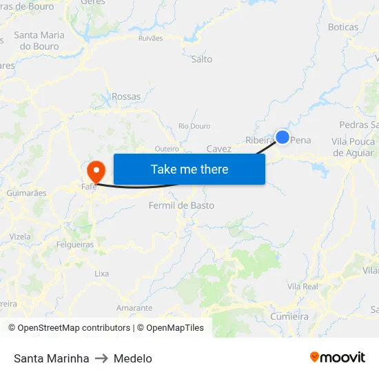 Santa Marinha to Medelo map