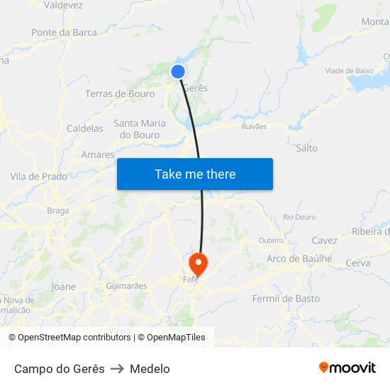 Campo do Gerês to Medelo map