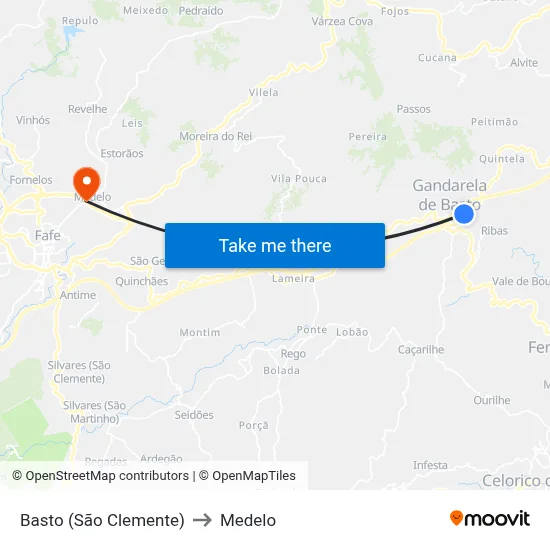Basto (São Clemente) to Medelo map