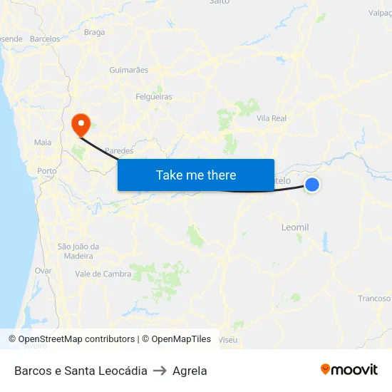 Barcos e Santa Leocádia to Agrela map