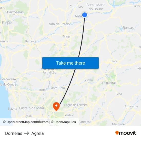 Dornelas to Agrela map