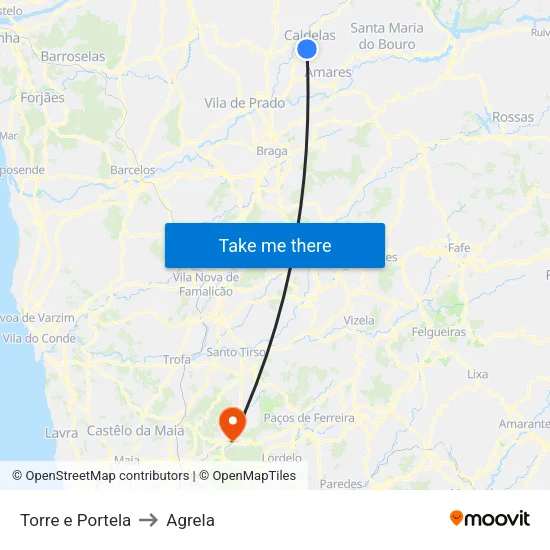 Torre e Portela to Agrela map