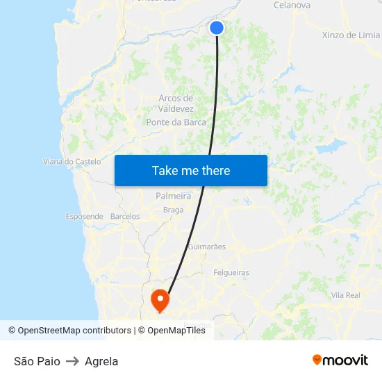 São Paio to Agrela map