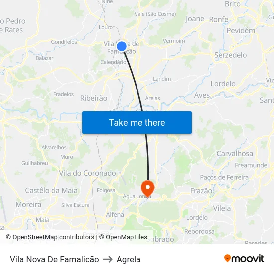 Vila Nova De Famalicão to Agrela map