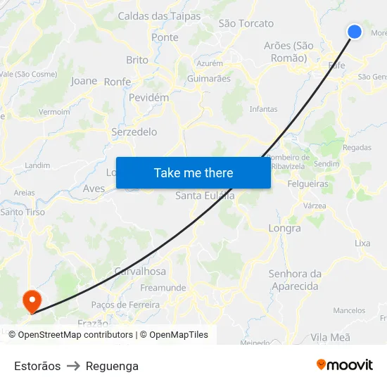 Estorãos to Reguenga map