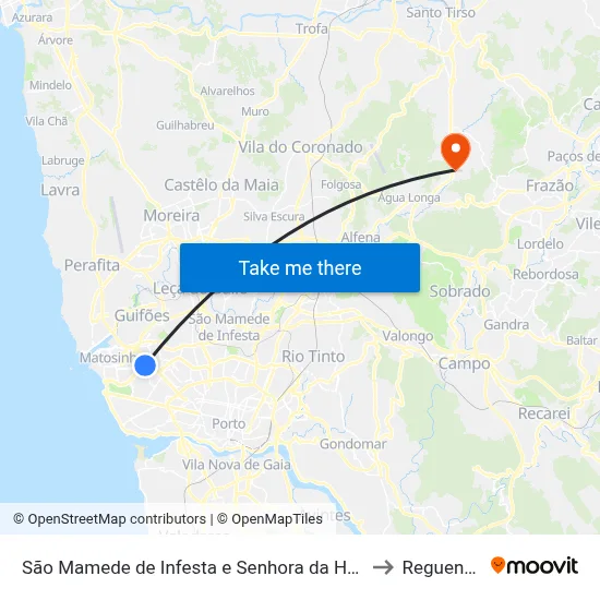São Mamede de Infesta e Senhora da Hora to Reguenga map