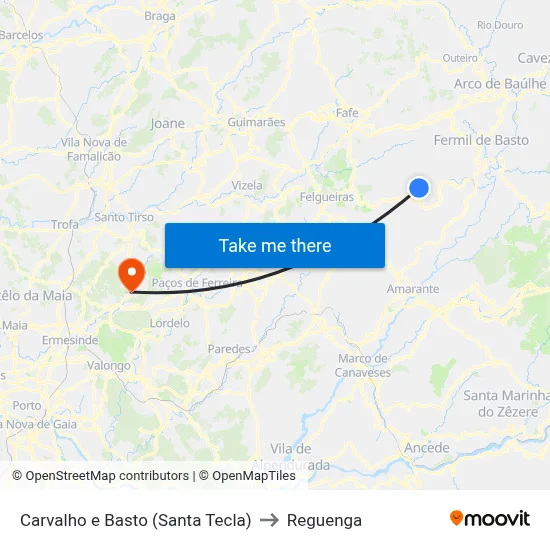 Carvalho e Basto (Santa Tecla) to Reguenga map