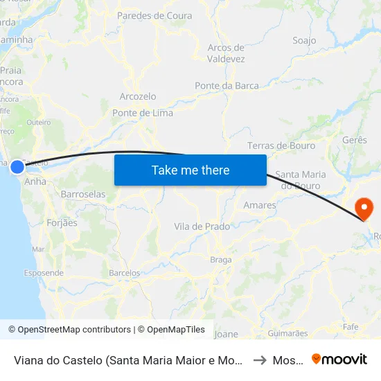 Viana do Castelo (Santa Maria Maior e Monserrate) e Meadela to Mosteiro map