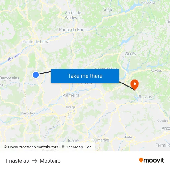 Friastelas to Mosteiro map