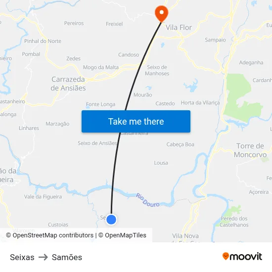 Seixas to Samões map