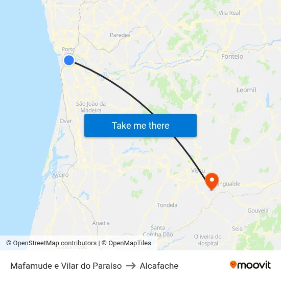 Mafamude e Vilar do Paraíso to Alcafache map