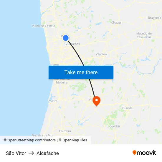 São Vítor to Alcafache map
