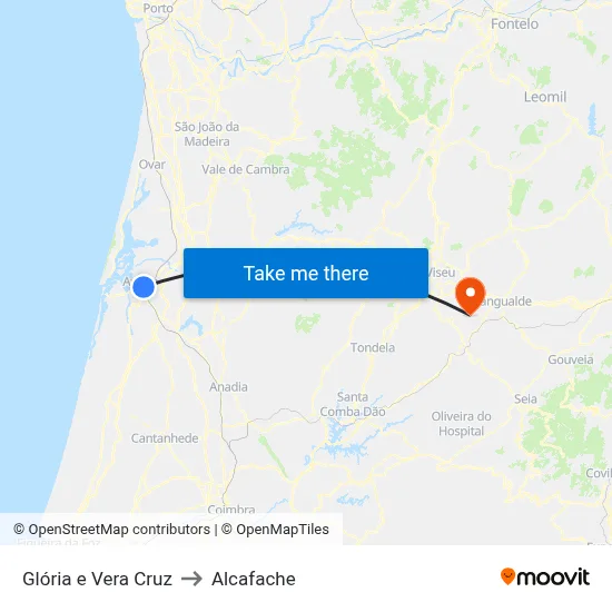 Glória e Vera Cruz to Alcafache map