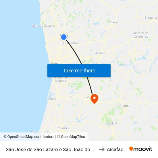 São José de São Lázaro e São João do Souto to Alcafache map