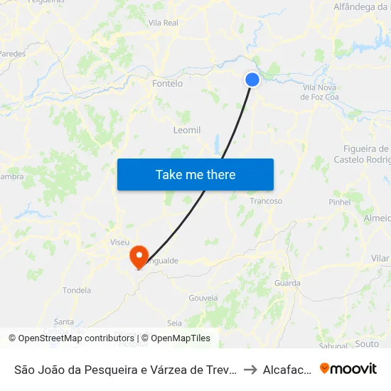 São João da Pesqueira e Várzea de Trevões to Alcafache map