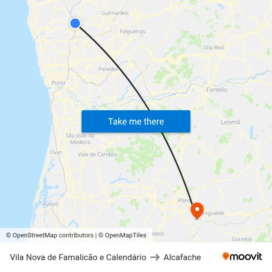 Vila Nova de Famalicão e Calendário to Alcafache map