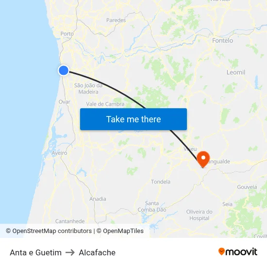 Anta e Guetim to Alcafache map