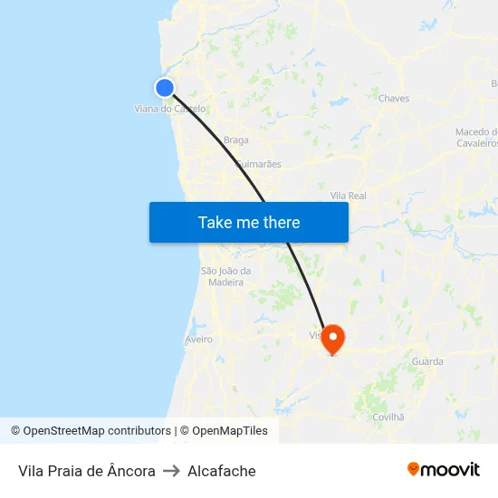 Vila Praia de Âncora to Alcafache map
