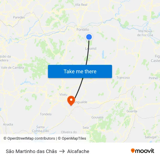 São Martinho das Chãs to Alcafache map