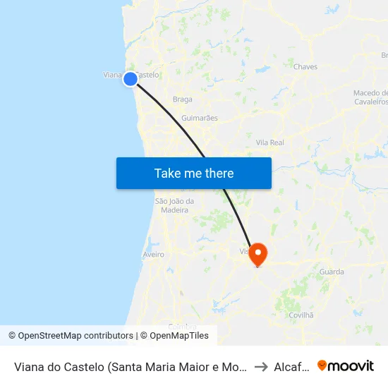 Viana do Castelo (Santa Maria Maior e Monserrate) e Meadela to Alcafache map