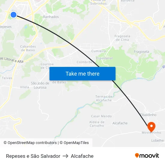 Repeses e São Salvador to Alcafache map
