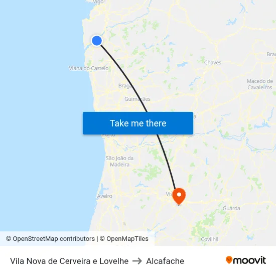 Vila Nova de Cerveira e Lovelhe to Alcafache map
