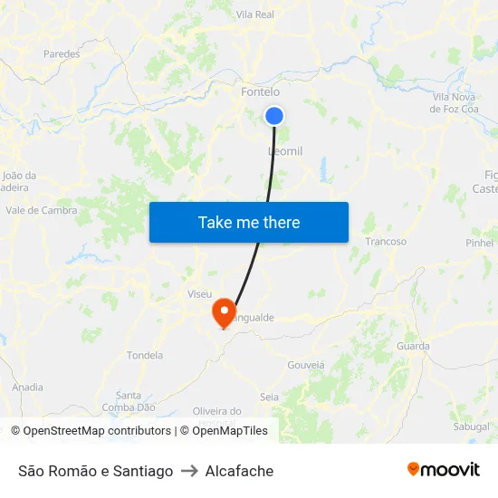 São Romão e Santiago to Alcafache map