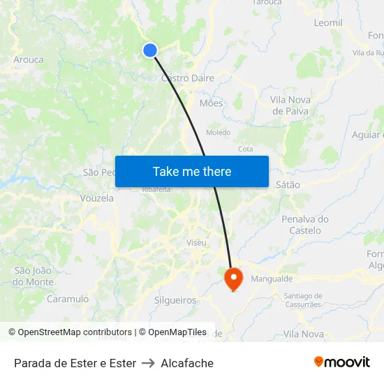 Parada de Ester e Ester to Alcafache map
