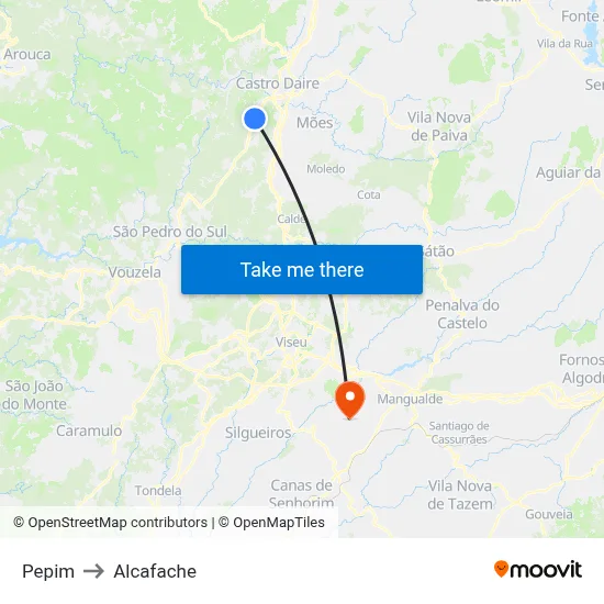 Pepim to Alcafache map