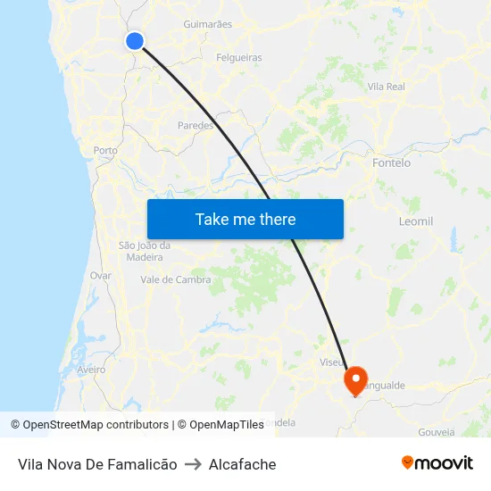 Vila Nova De Famalicão to Alcafache map