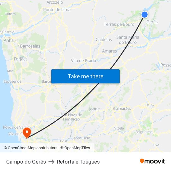 Campo do Gerês to Retorta e Tougues map