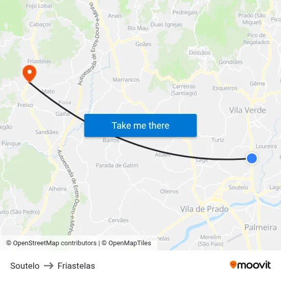 Soutelo to Friastelas map