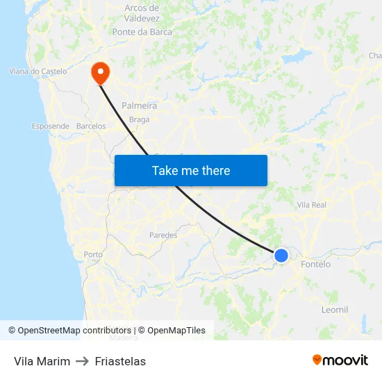 Vila Marim to Friastelas map