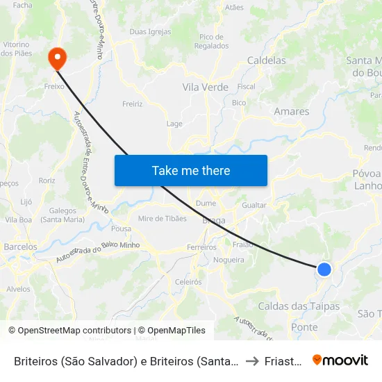 Briteiros (São Salvador) e Briteiros (Santa Leocádia) to Friastelas map