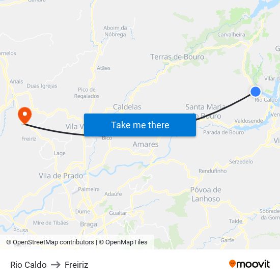 Rio Caldo to Freiriz map