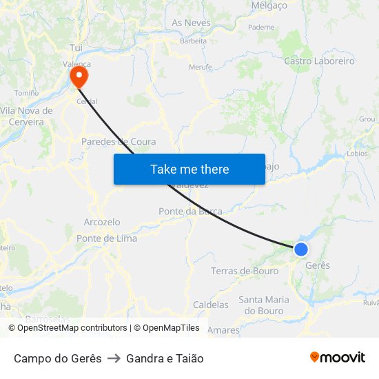Campo do Gerês to Gandra e Taião map