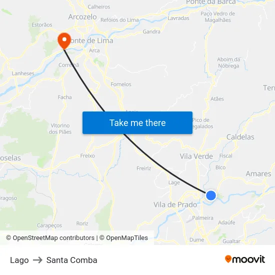 Lago to Santa Comba map