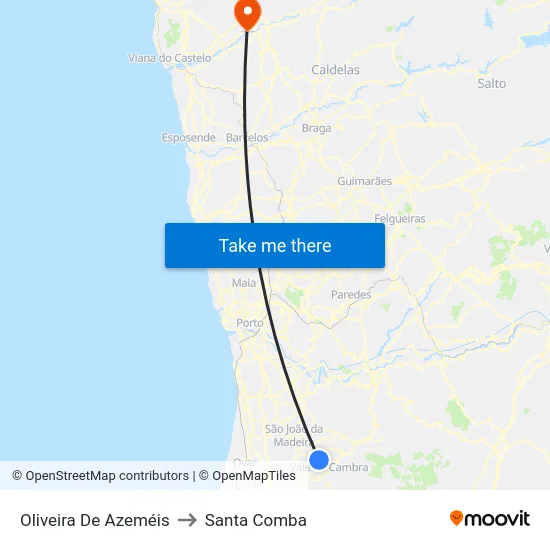 Oliveira De Azeméis to Santa Comba map