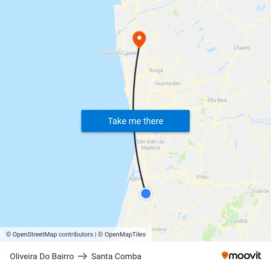 Oliveira Do Bairro to Santa Comba map