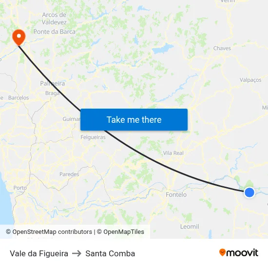 Vale da Figueira to Santa Comba map