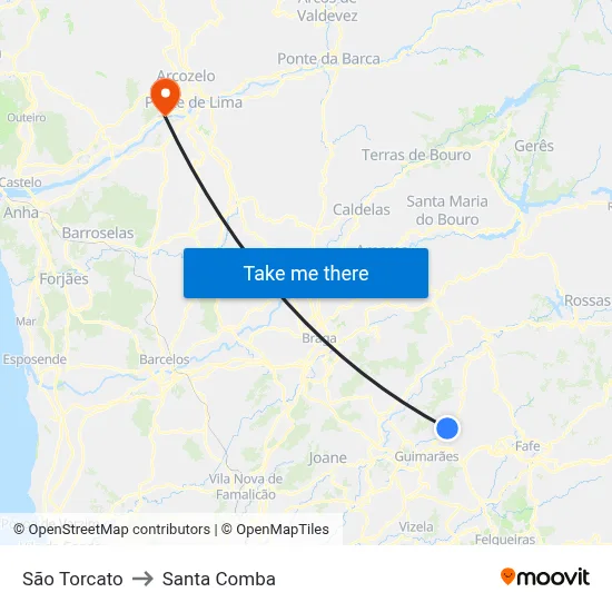 São Torcato to Santa Comba map