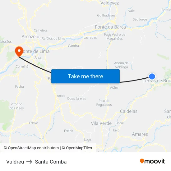 Valdreu to Santa Comba map