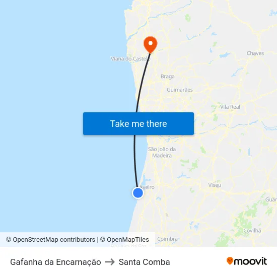 Gafanha da Encarnação to Santa Comba map