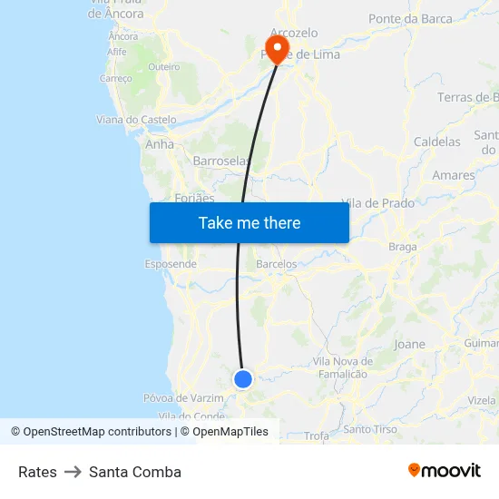 Rates to Santa Comba map