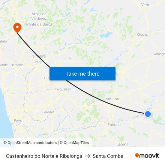 Castanheiro do Norte e Ribalonga to Santa Comba map