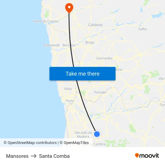 Mansores to Santa Comba map